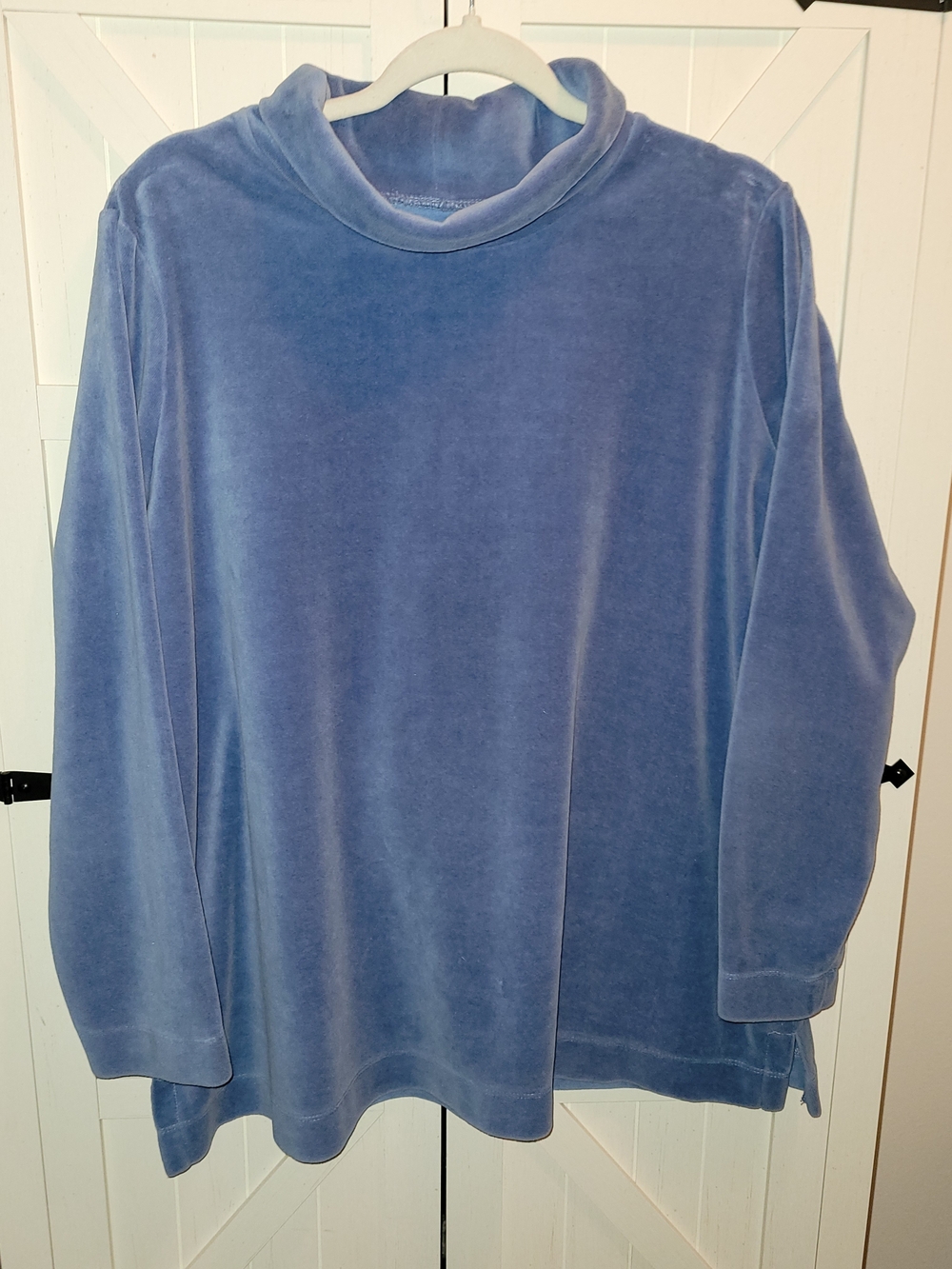 Appleseed's Dusty Blue Velvet Cowl Turtleneck Sweater